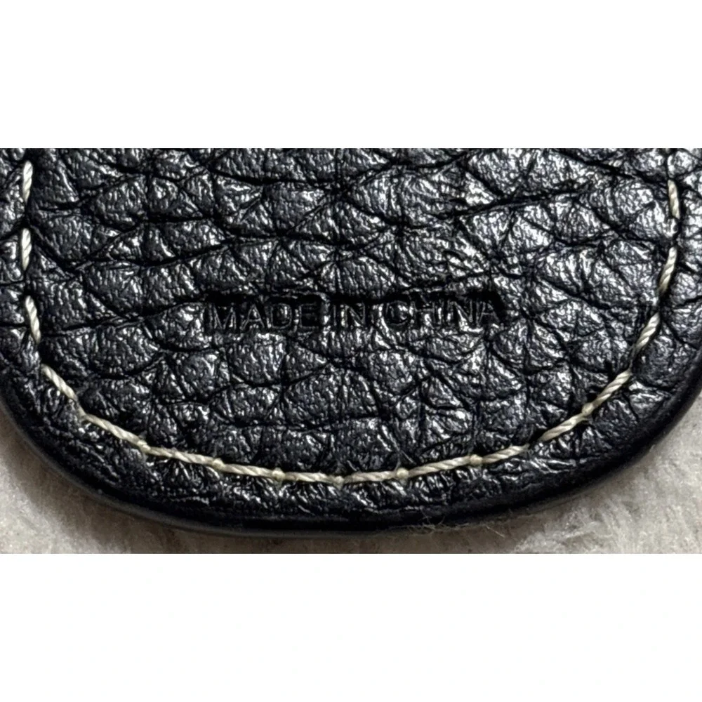 Dooney Bourke Leather Key Chain Ring Black DB Embossed